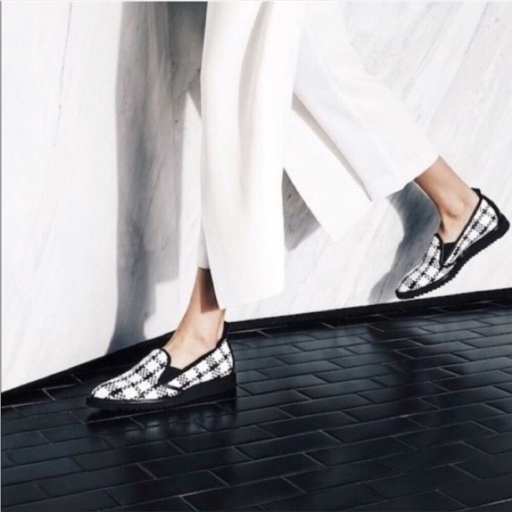 Everlane Black and White Tweed Loafers